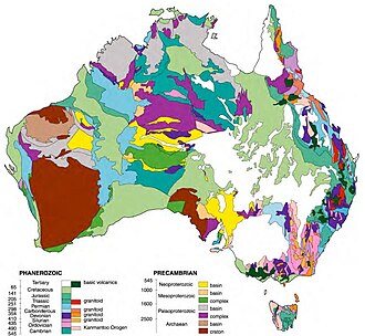 Basic geological regions of Australia (by age)