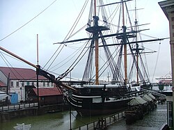 HMS Trincomalee (1817) a restored British 18-pounder, 38-gun heavy frigate