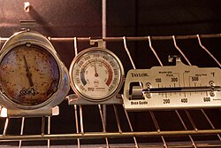 Oven Thermometers are used to ensure the heat within the oven matches the temperature on the thermometer.