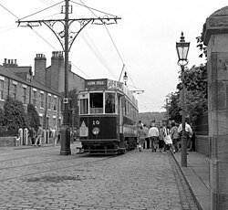 Tram No. 10 of the Gateshead and District Tramways Company at the Beamish Museum.