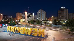 The Newborn monument was unveiled at the celebration of the 2008 Kosovo declaration of independence, proclaimed earlier that day, 17 February 2008, in Pristina.