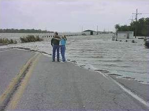 Coastal flooding during Hurricane Lili in 2002 on Louisiana Highway 1 (United States)