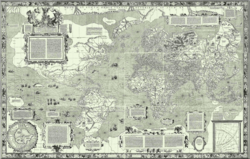 An antiquated map of the world, with lots of annotations