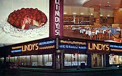 Lindy's delicatessen at Broadway and 51st St in New York City