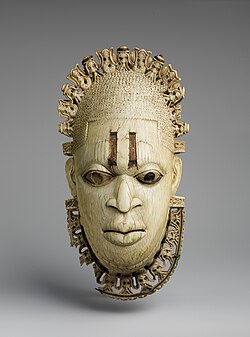 Royal Benin ivory mask, one of Nigeria's most recognised artifacts. Benin Empire, 16th century.