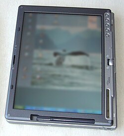 A Fujitsu Siemens Lifebook tablet running Windows XP, released in 2003