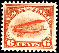 1918 6¢ was the same design as the notable 24-cent Inverted Jenny variety of this series.