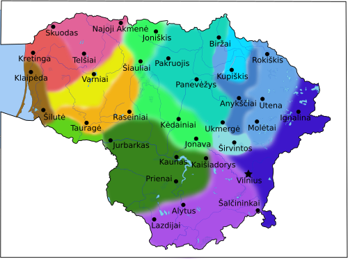 Dialects of Lithuanian.[111] Map of the dialects of the Lithuanian language based on the classification by linguist and Baltist academic Zigmas Zinkevičius. Samogitian dialect: Western Samogitian Western Samogitian sub-dialect Northern Samogitian Southern Samogitian Aukštaitian dialect: Western Aukštaitian Eastern Aukštaitian Southern Aukštaitian