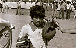 Maradona playing at the Torneos Evita in 1973 (a national sporting event in Argentina) with the "Cebollitas"