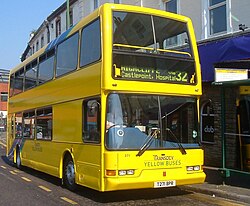 A Transdev Yellow Buses East Lancs Lolyne bodied Dennis Trident 2 in Bournemouth in June 2006