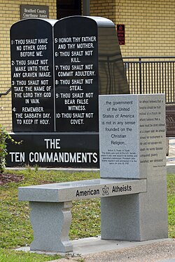 American Atheist bench and "Ten Commandments" display (Bradford County, Florida)