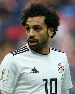 Salah playing for Egypt at the 2018 FIFA World Cup