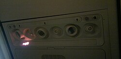 Gasper vent over passenger seats of a Boeing 737-800