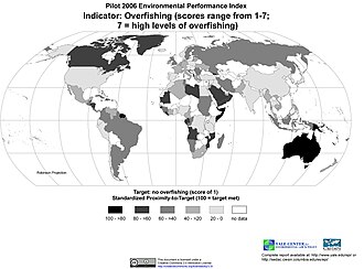 Darker shades mean less overfishing, lighter shades mean more overfishing. EPI scores range from 1–7; 7=highest level of overfishing.