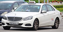 Mercedes-Benz has been a popular choice with taxicab operators due to their reliability. Pictured here is Singapore's TransCab LimoCab's Mercedes-Benz E 220 diesel