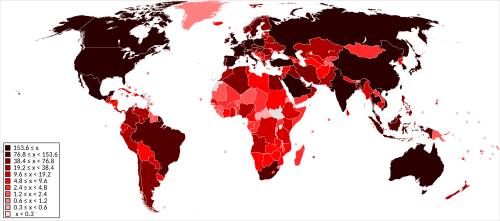A map of countries by imports (2016)