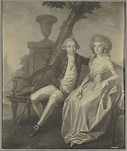 A portrait of Burr and Theodosia Bartow Prevost, who Burr married in 1782, by Henry Benbridge