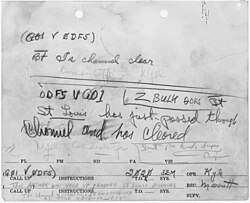 This message, in response to the question "Is channel clear?" denotes the first US ship, relates to orders for St. Louis to clear Pearl Harbor. It is now housed with the National Archives and Records Administration
