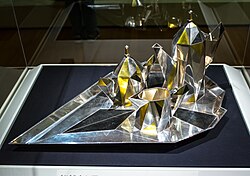 Art Deco coffee service influenced by cubism, by Erik Magnussen, 1927, in a temporary exhibition called the "Jazz Age" at the Cleveland Museum of Art, US