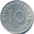 The 10 Rpf coin of the Third Reich was used as a prototype for the earliest Ghetto coins.