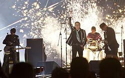 The Who performing during the halftime show