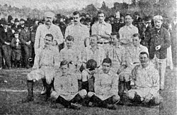 Argentina before playing its first official match against Uruguay, on July 20, 1902. This is also the first photo recorded of an Argentina national team