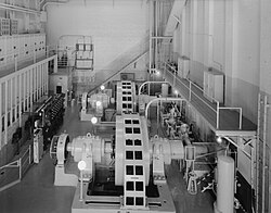 Generator section of powerhouse, showing original Westinghouse generators