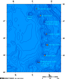 Bathymetry of the Atlantic Ocean around the South Sandwich Islands