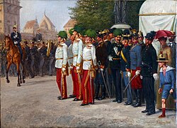 Military parade in Prague, Kingdom of Bohemia, 1900