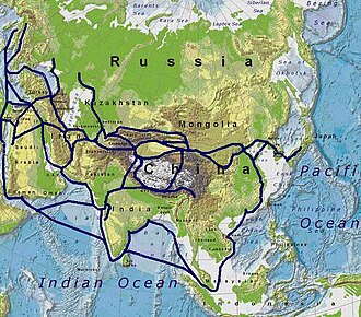 The Silk Road connected civilisations across Asia.[59]