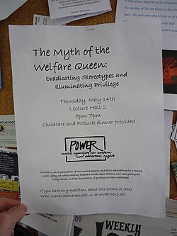 Flyer by Parents Organizing for Welfare and Economic Rights (POWER) about the Myth of the Welfare Queen