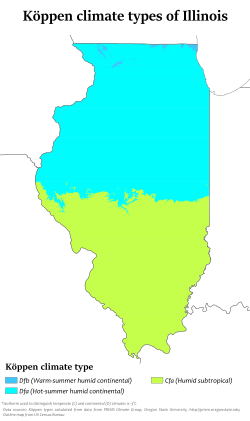 Köppen climate types of Illinois