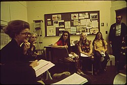 A meeting at the Alabama Nature Conservancy to organize a glass recycling effort in Birmingham, 1972