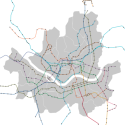 Seoul's subway stations are found densely concentrated inside Jongno and Jung District, which are the main components of Downtown Seoul (old version map)