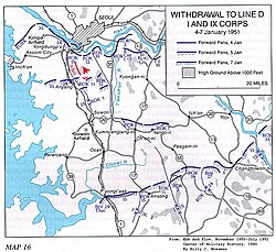 I and IX Corps withdrawal to Line D, 4–7 January 1951