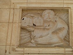 Relief representing Israelite culture, one of ten bas-reliefs by Eric Gill in the inner courtyard at the museum.