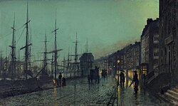 Shipping on the Clyde, Atkinson Grimshaw, 1881. Shipbuilding became a symbol of Glasgow's economic importance