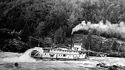S.S. Inlander on the Skeena River at Kitselas Canyon, 1911