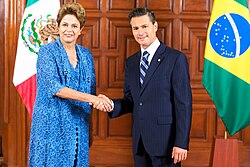 Peña Nieto with Brazilian president Dilma Rousseff, May 2015