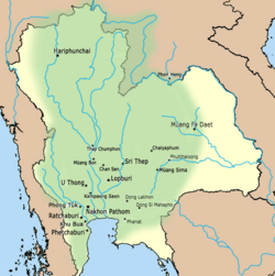 Map of settlements of Dvaravati culture from the 6th to 9th centuries