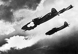 Soviet Il-2 ground attack aircraft attacking German ground forces during the Battle of Kursk, 1943