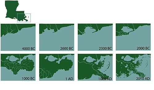 Coastal change in southeastern Louisiana