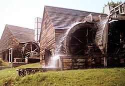In 1646, John Winthrop the Younger established the Saugus Iron Works, which was the first integrated ironworks in North America. It included a blast furnace, forge, rolling mill, shear, slitter and a quarter-ton trip hammer, all of which has been restored and is now a museum.