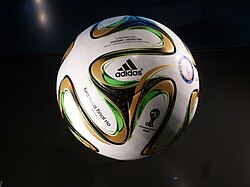 View of the match ball, displayed on a pedestal