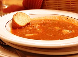 Manhattan clam chowder has a reddish color from tomatoes.
