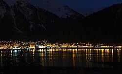 Downtown Juneau at night