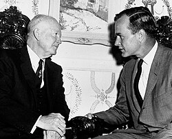Former president Dwight D. Eisenhower with Bush c. 1967