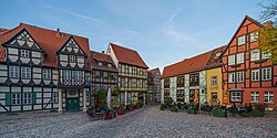 Restored houses in Quedlinburg Old Town, 2018