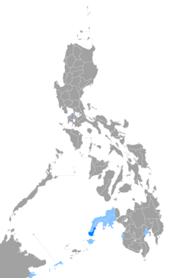 Map of the Chabacano language in Zamboanga in the Philippine Islands