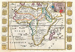 The Aethiopian Ocean depicted in a 1710 French map of Africa